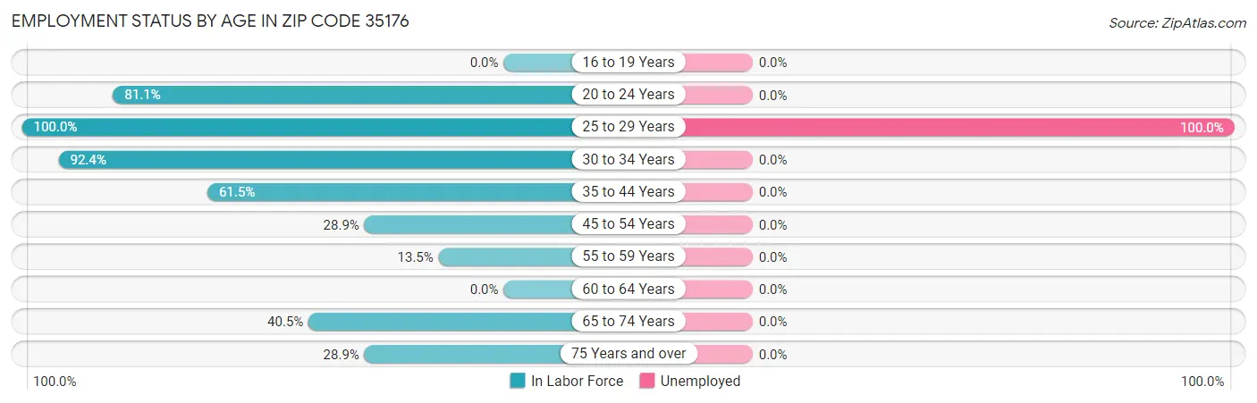 Employment Status by Age in Zip Code 35176