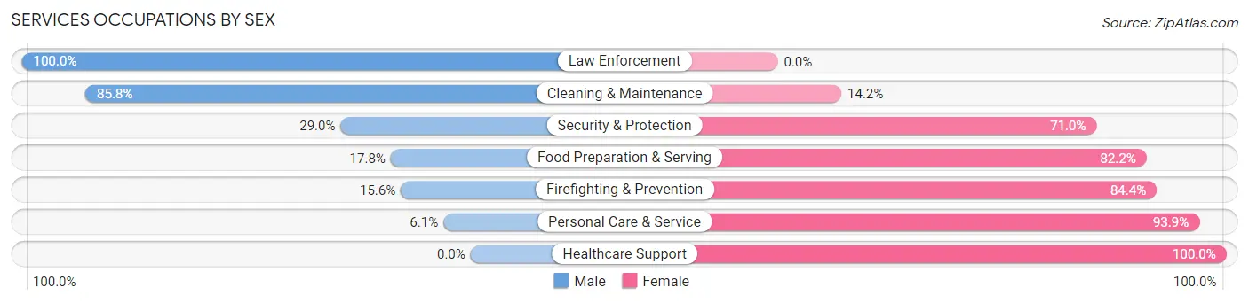 Services Occupations by Sex in Zip Code 35184