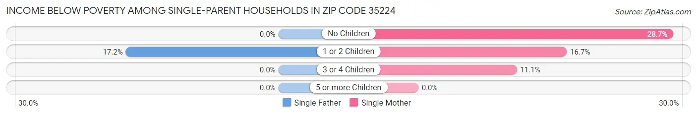 Income Below Poverty Among Single-Parent Households in Zip Code 35224