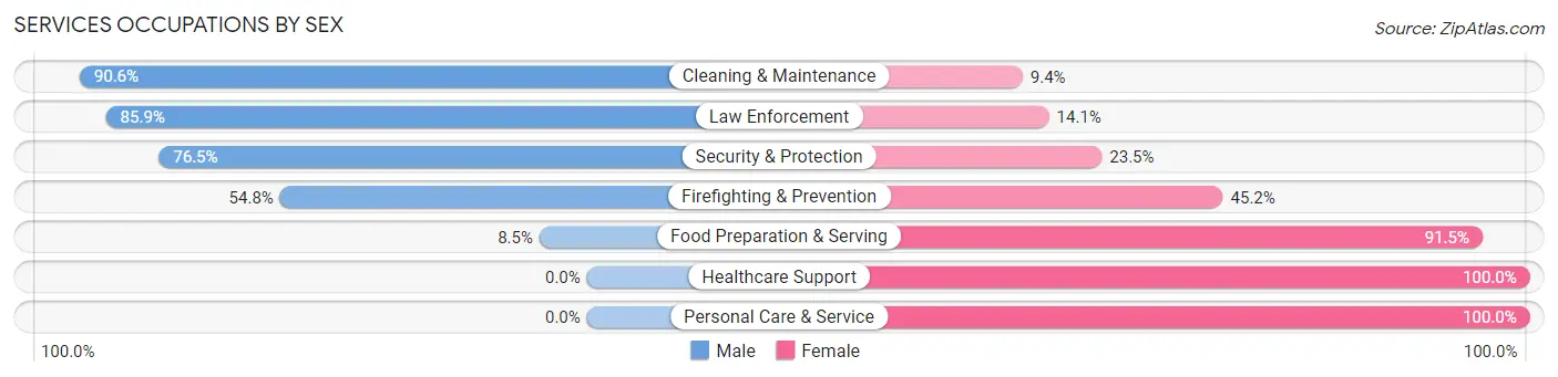 Services Occupations by Sex in Zip Code 35476