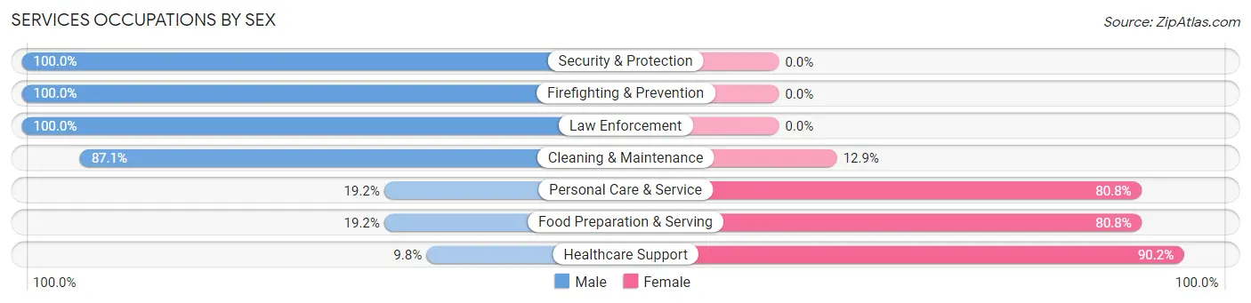 Services Occupations by Sex in Zip Code 35501
