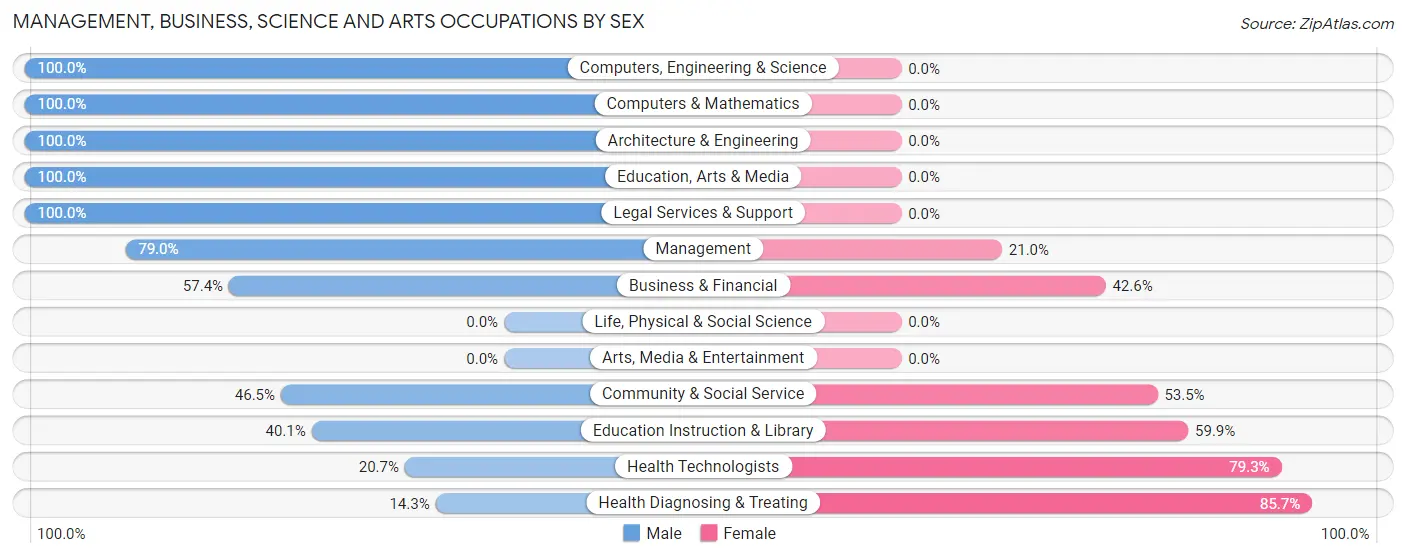 Management, Business, Science and Arts Occupations by Sex in Zip Code 35576