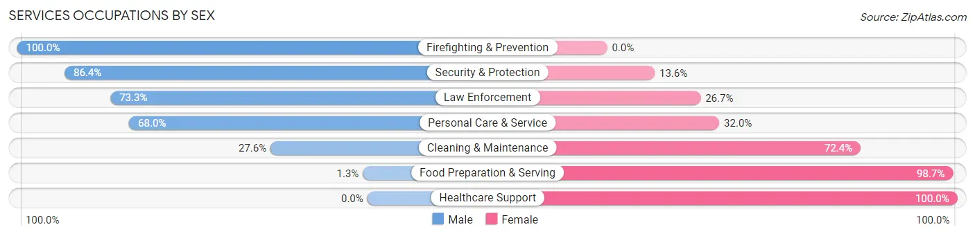 Services Occupations by Sex in Zip Code 35619