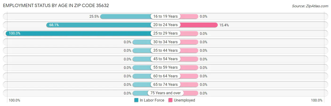 Employment Status by Age in Zip Code 35632
