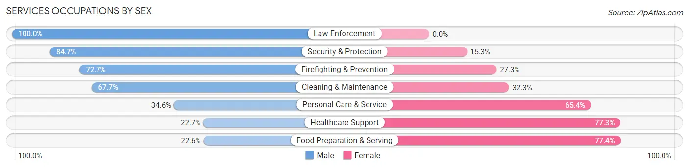Services Occupations by Sex in Zip Code 35640