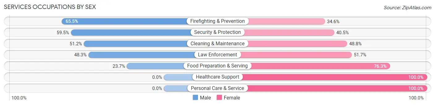 Services Occupations by Sex in Zip Code 35739