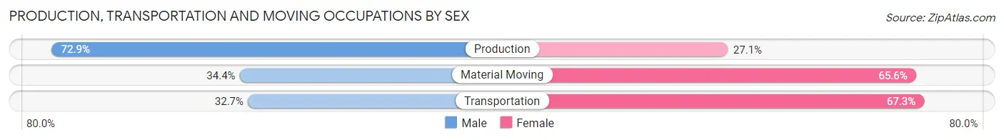 Production, Transportation and Moving Occupations by Sex in Zip Code 35748