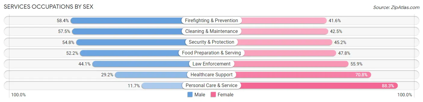 Services Occupations by Sex in Zip Code 35763