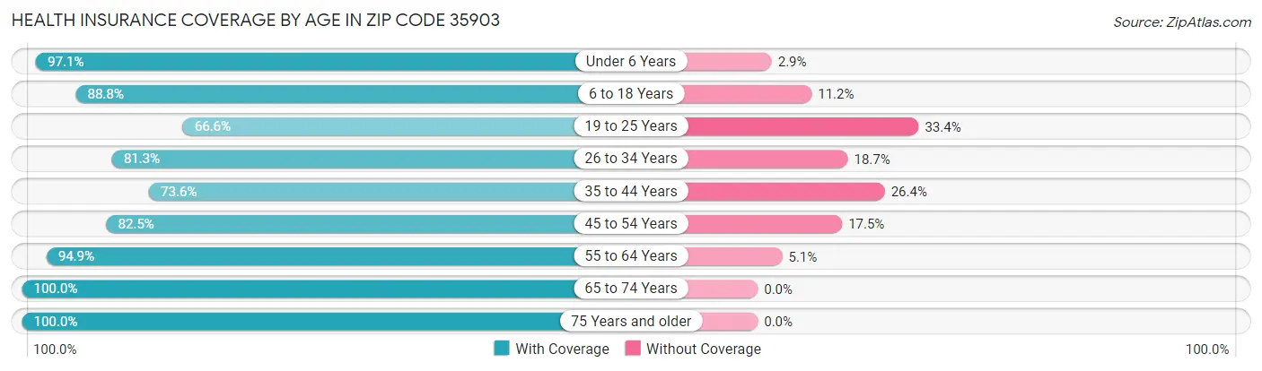 Health Insurance Coverage by Age in Zip Code 35903