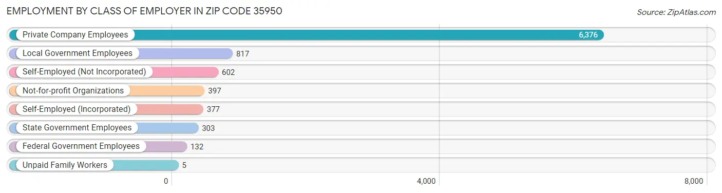 Employment by Class of Employer in Zip Code 35950