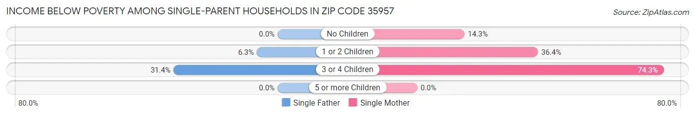 Income Below Poverty Among Single-Parent Households in Zip Code 35957