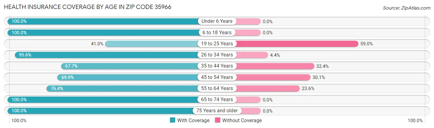 Health Insurance Coverage by Age in Zip Code 35966
