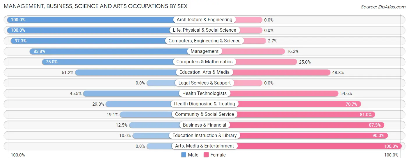 Management, Business, Science and Arts Occupations by Sex in Zip Code 35971