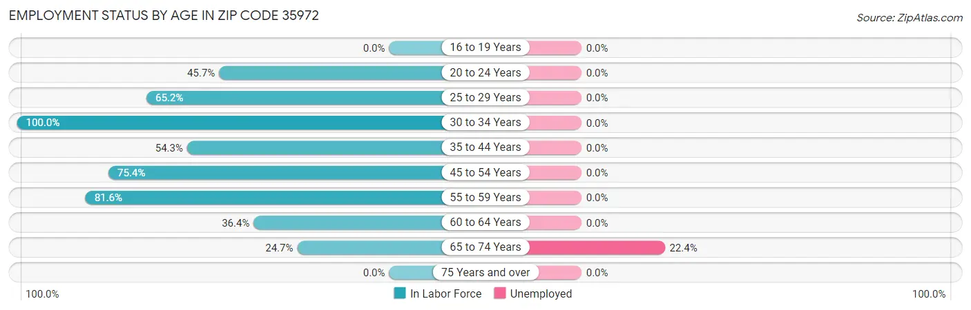 Employment Status by Age in Zip Code 35972