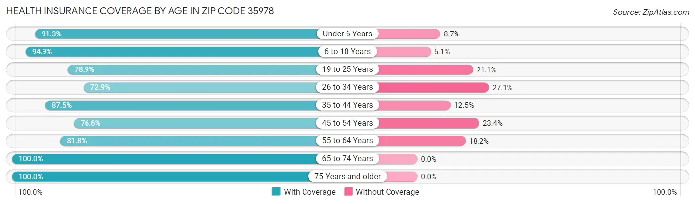 Health Insurance Coverage by Age in Zip Code 35978