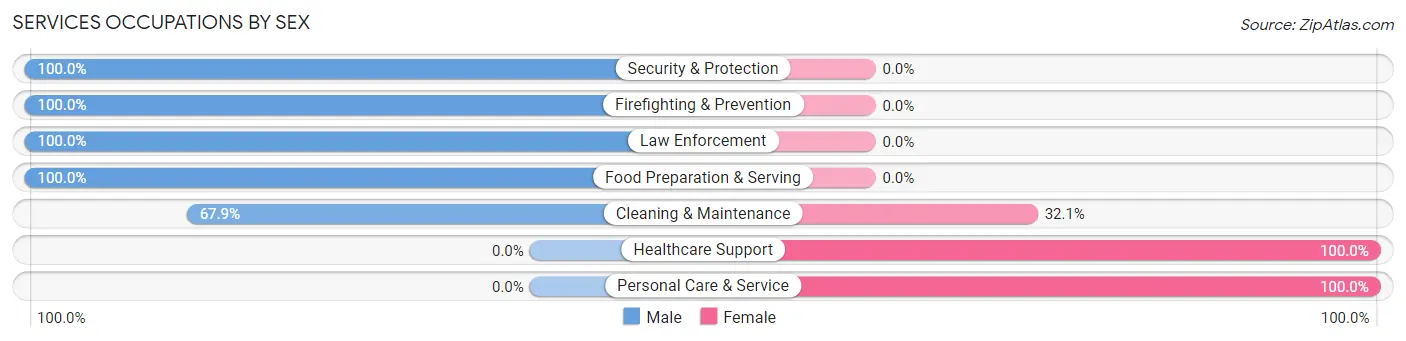 Services Occupations by Sex in Zip Code 36035