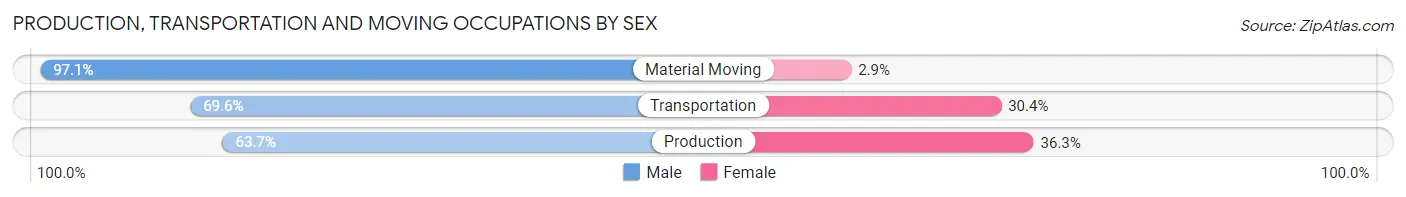 Production, Transportation and Moving Occupations by Sex in Zip Code 36037