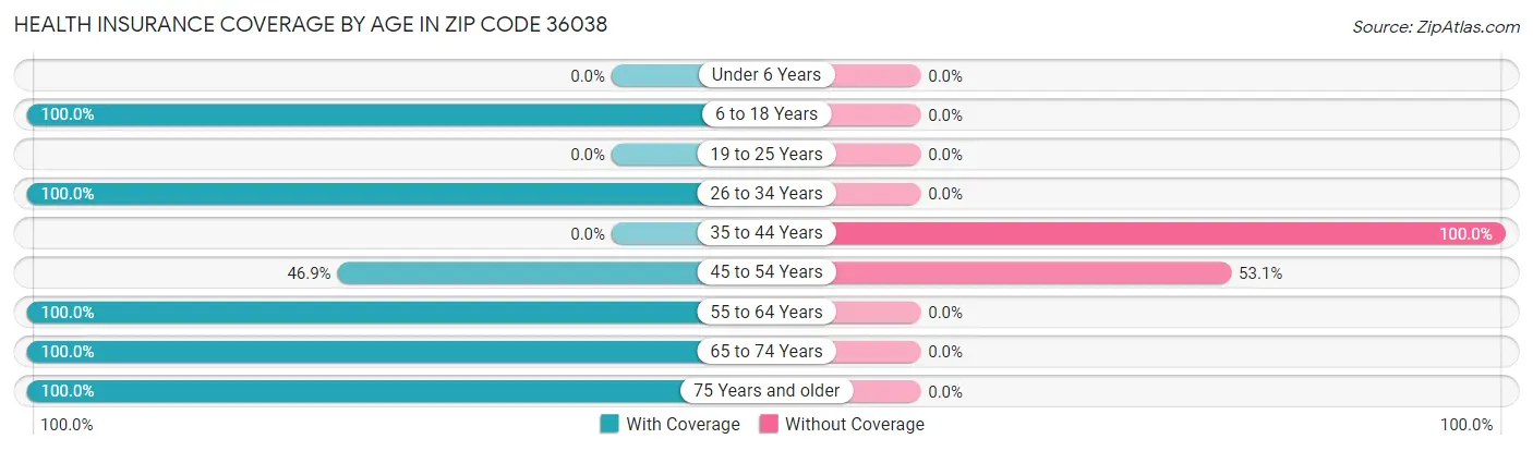 Health Insurance Coverage by Age in Zip Code 36038