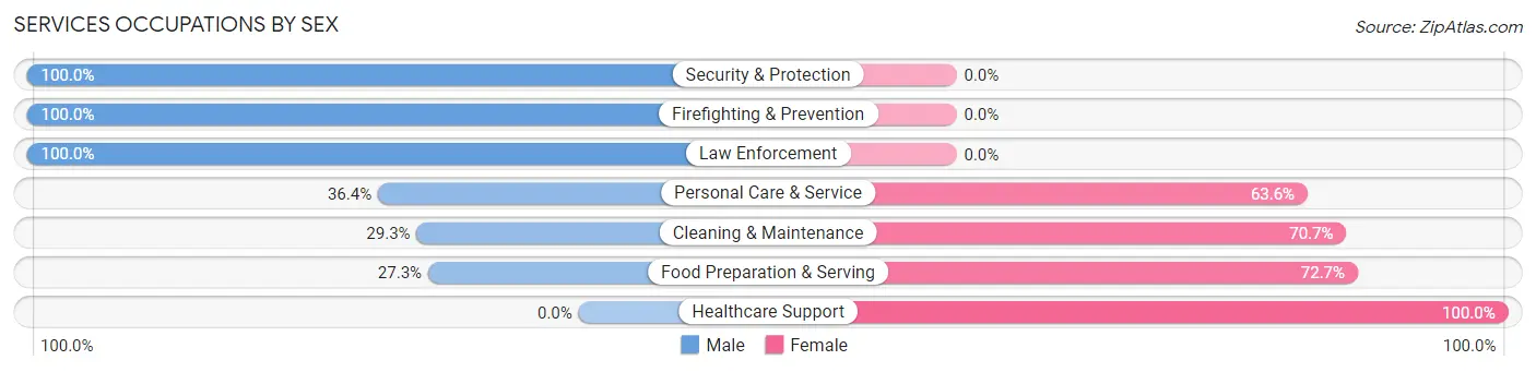 Services Occupations by Sex in Zip Code 36049