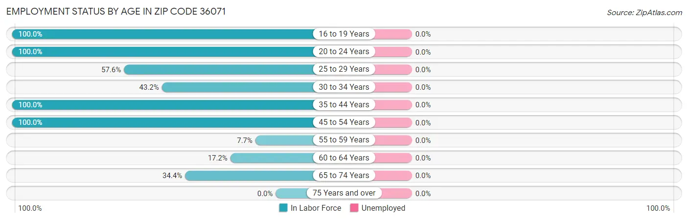 Employment Status by Age in Zip Code 36071