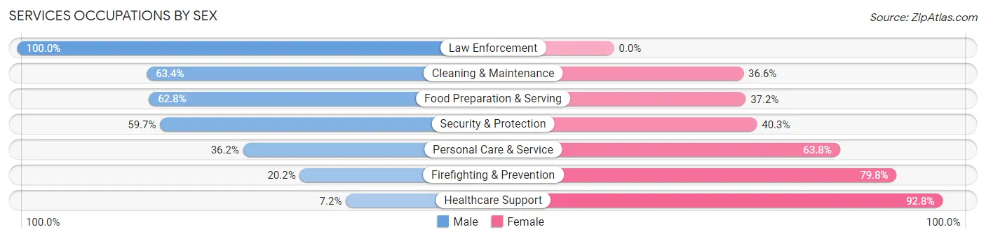 Services Occupations by Sex in Zip Code 36106