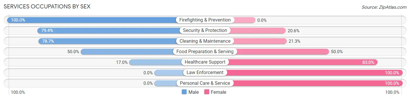 Services Occupations by Sex in Zip Code 36107