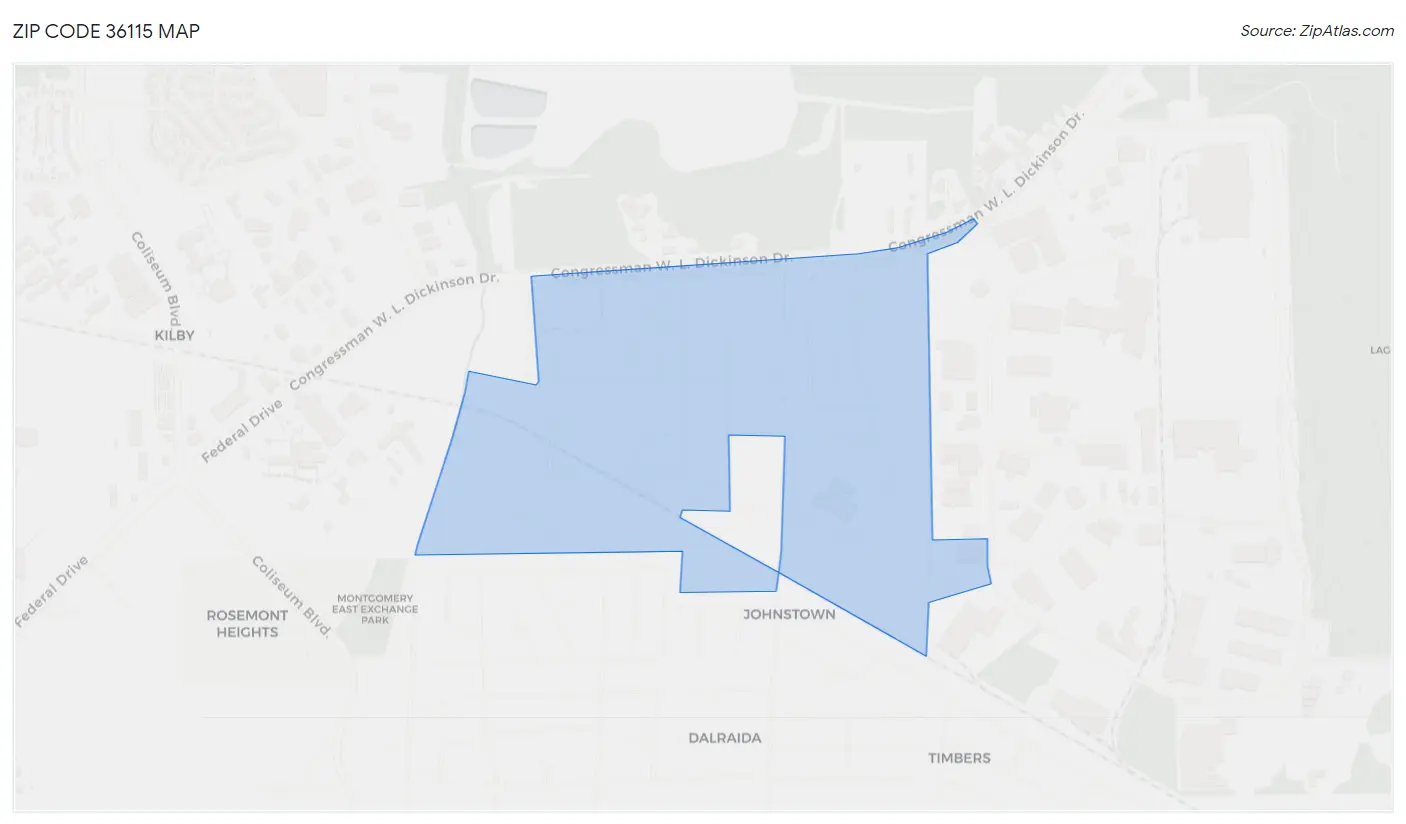 Zip Code 36115 Map