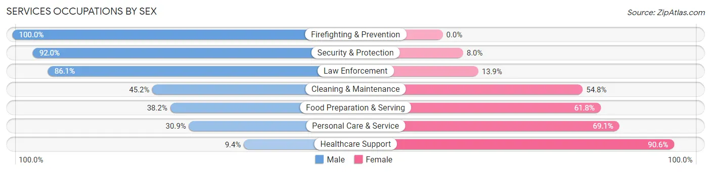 Services Occupations by Sex in Zip Code 36203