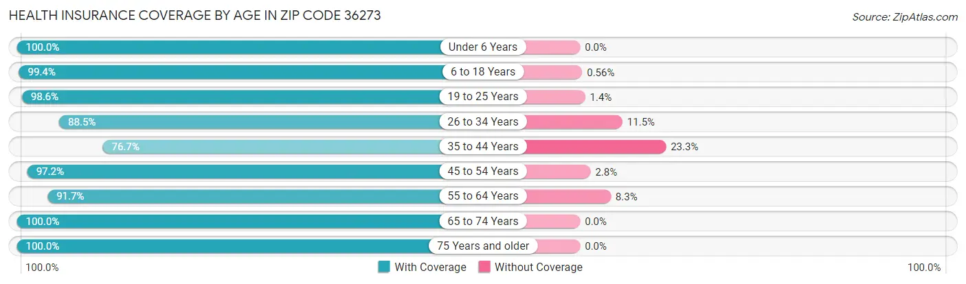 Health Insurance Coverage by Age in Zip Code 36273