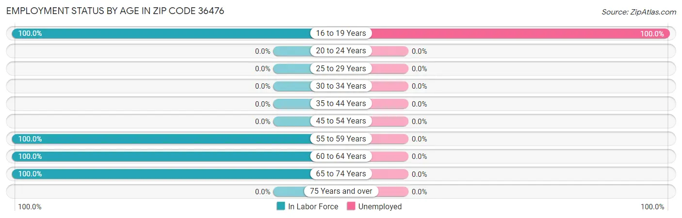 Employment Status by Age in Zip Code 36476