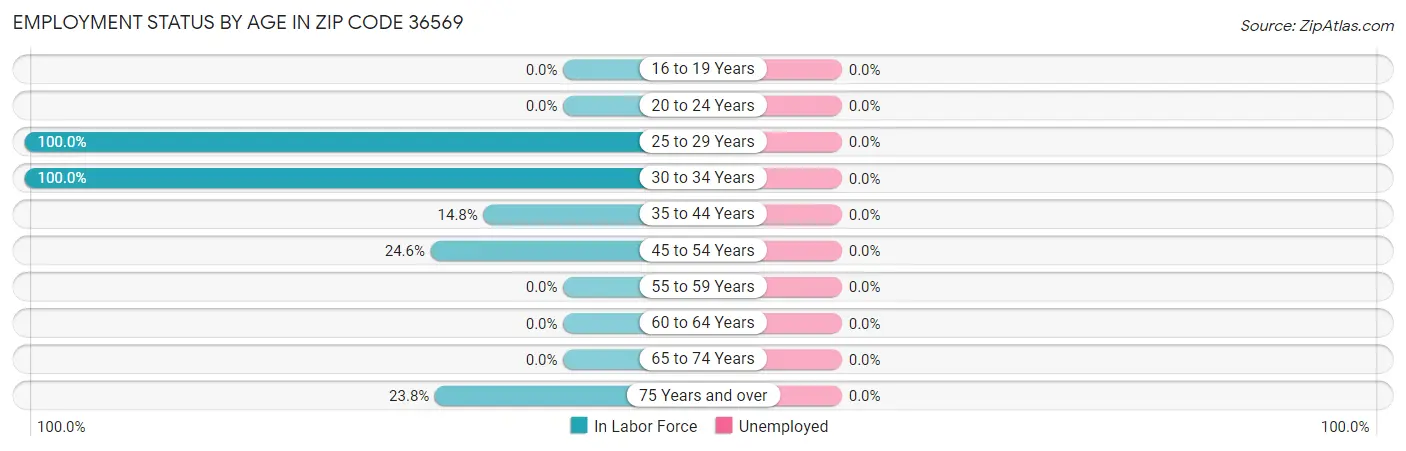 Employment Status by Age in Zip Code 36569