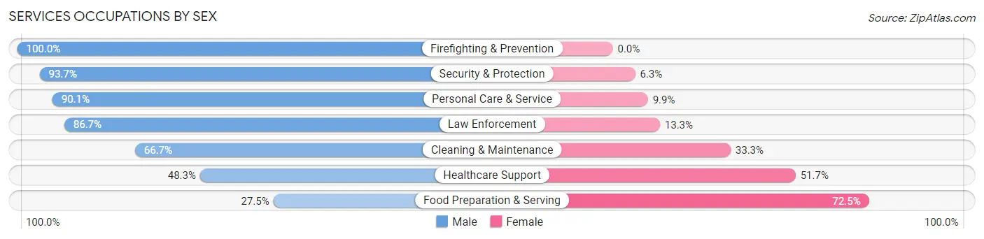 Services Occupations by Sex in Zip Code 36613
