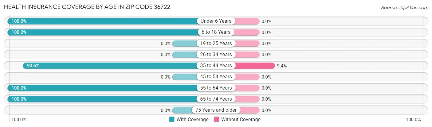 Health Insurance Coverage by Age in Zip Code 36722