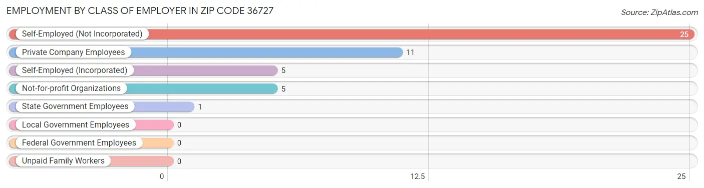 Employment by Class of Employer in Zip Code 36727