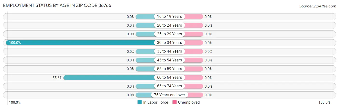 Employment Status by Age in Zip Code 36766