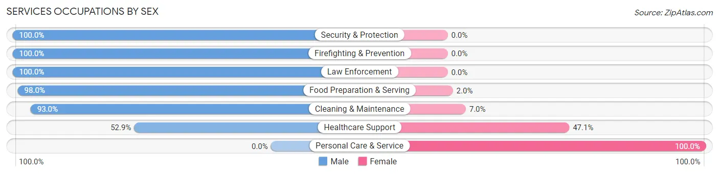 Services Occupations by Sex in Zip Code 36853