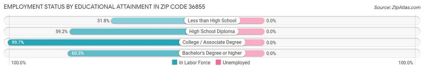 Employment Status by Educational Attainment in Zip Code 36855