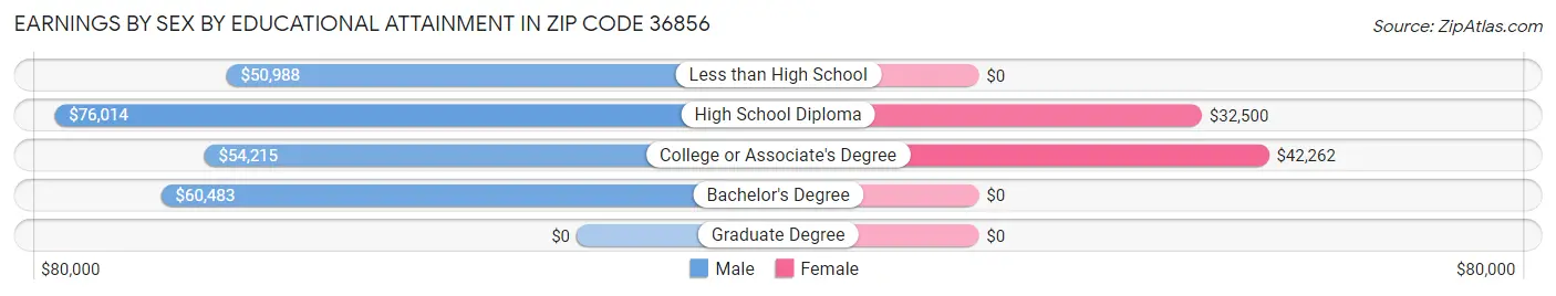 Earnings by Sex by Educational Attainment in Zip Code 36856