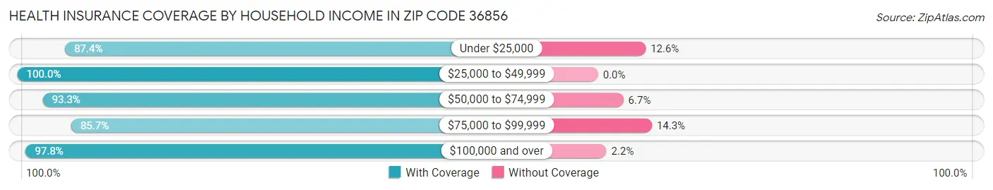 Health Insurance Coverage by Household Income in Zip Code 36856