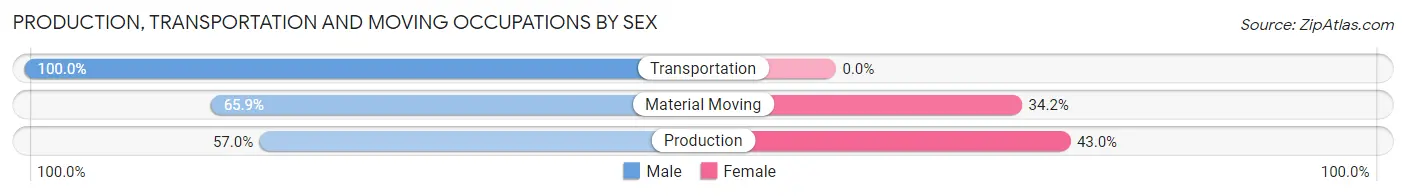 Production, Transportation and Moving Occupations by Sex in Zip Code 37051