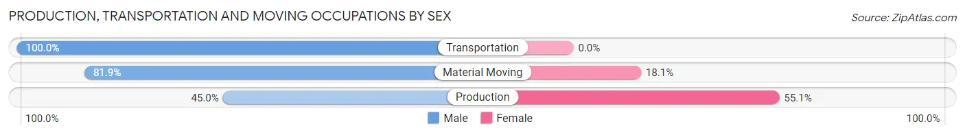 Production, Transportation and Moving Occupations by Sex in Zip Code 37185