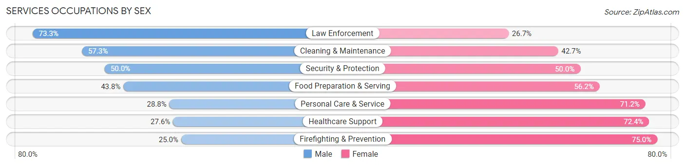 Services Occupations by Sex in Zip Code 37204