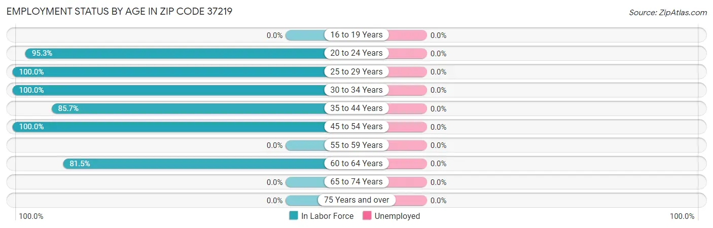Employment Status by Age in Zip Code 37219