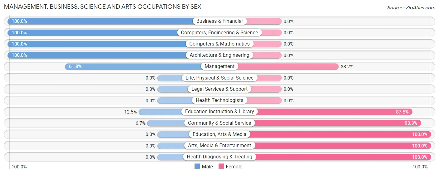 Management, Business, Science and Arts Occupations by Sex in Zip Code 37305