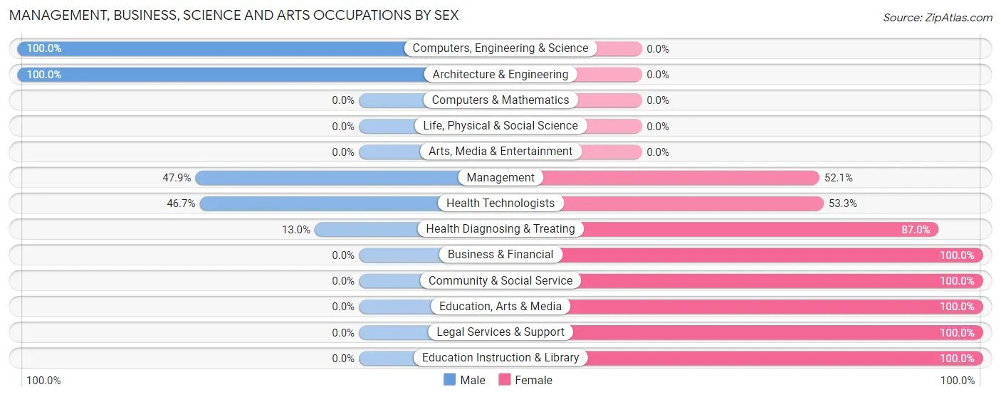 Management, Business, Science and Arts Occupations by Sex in Zip Code 37306