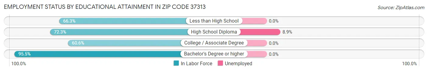 Employment Status by Educational Attainment in Zip Code 37313