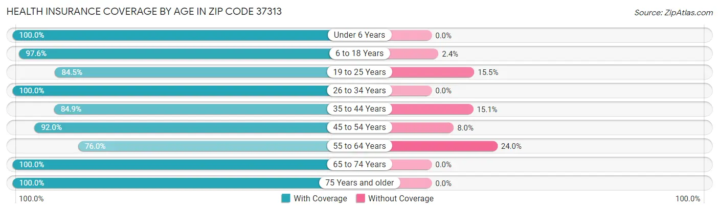 Health Insurance Coverage by Age in Zip Code 37313