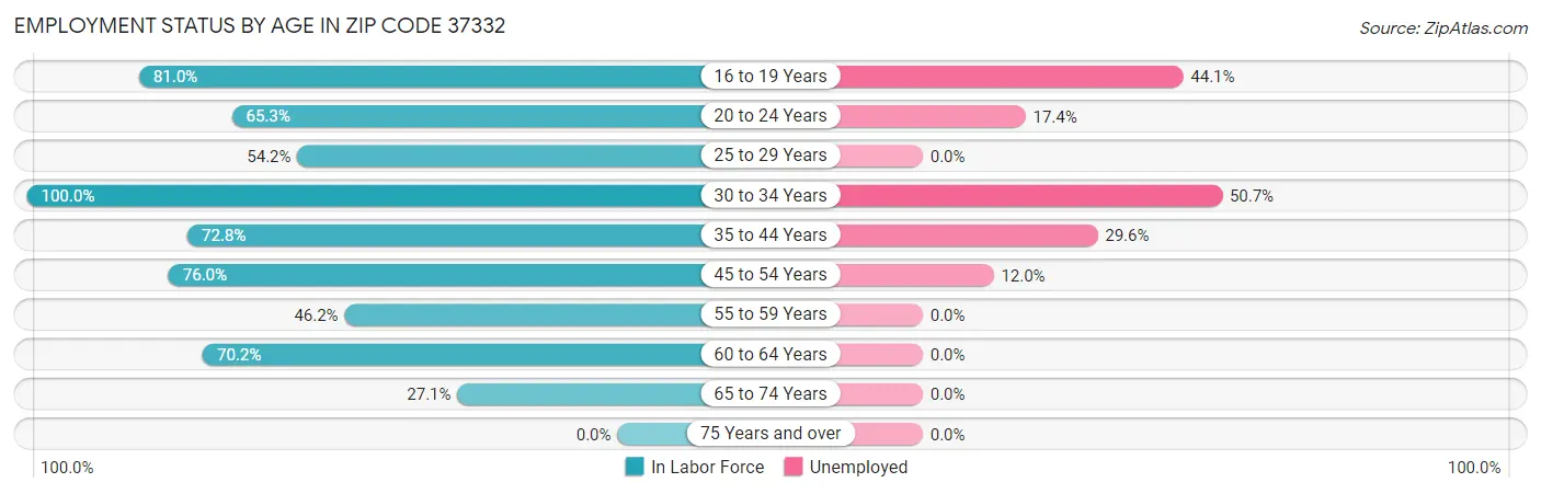 Employment Status by Age in Zip Code 37332