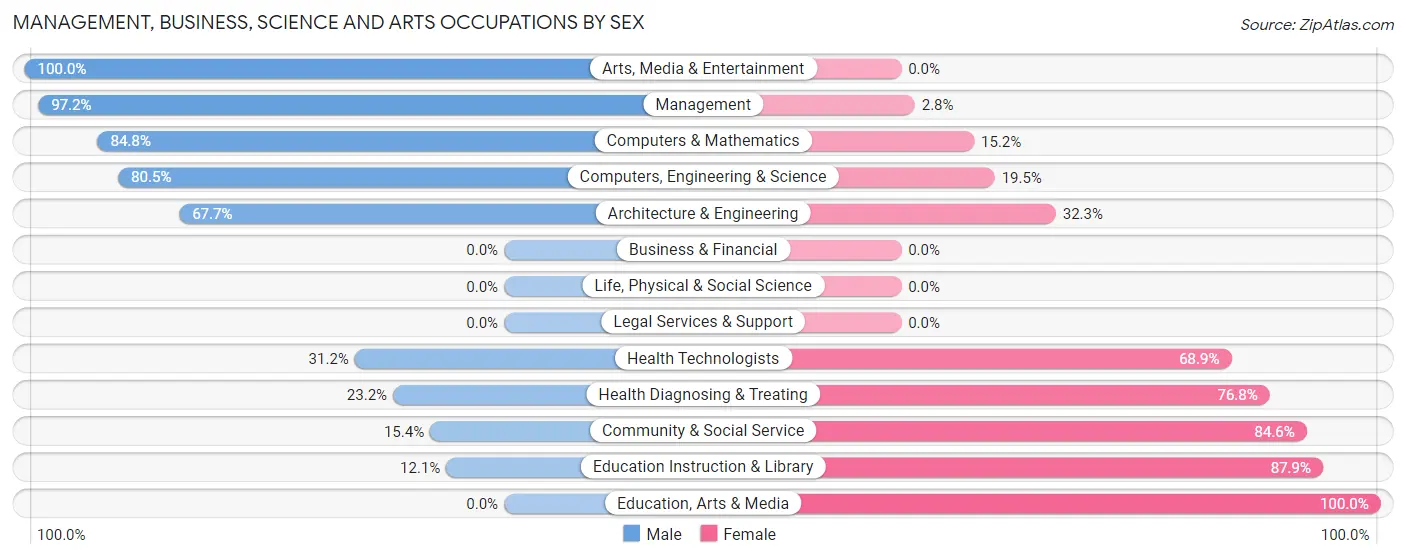 Management, Business, Science and Arts Occupations by Sex in Zip Code 37335