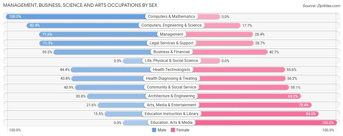 Management, Business, Science and Arts Occupations by Sex in Zip Code 37350